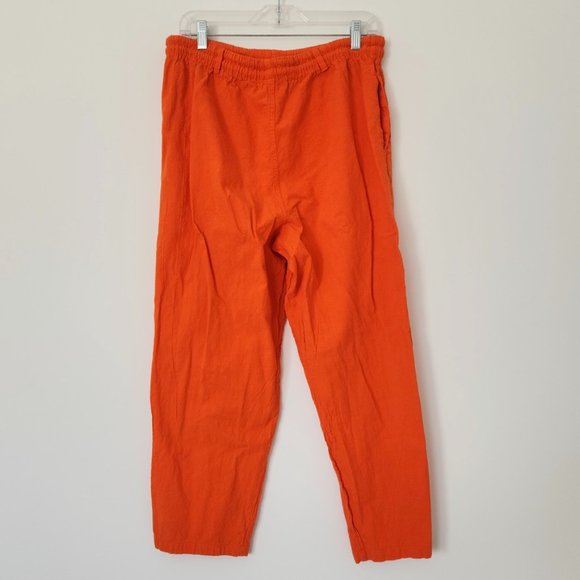 Vintage 90s Gitano High Rise Orange Pants Double Drawstring // Large - Picture 10 of 16